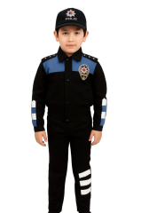 Unisex Çocuk Polis Kıyafeti (Şapka, Gömlek, Pantolon Takımı) Yunus - 6 - Yunus