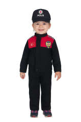 Unisex Çocuk Polis Kıyafeti (Şapka, Gömlek, Pantolon Takımı) Yunus - 10 - Yunus