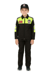 Unisex Çocuk Polis Kıyafeti (Şapka, Gömlek, Pantolon Takımı) Yunus - 10 - Yunus
