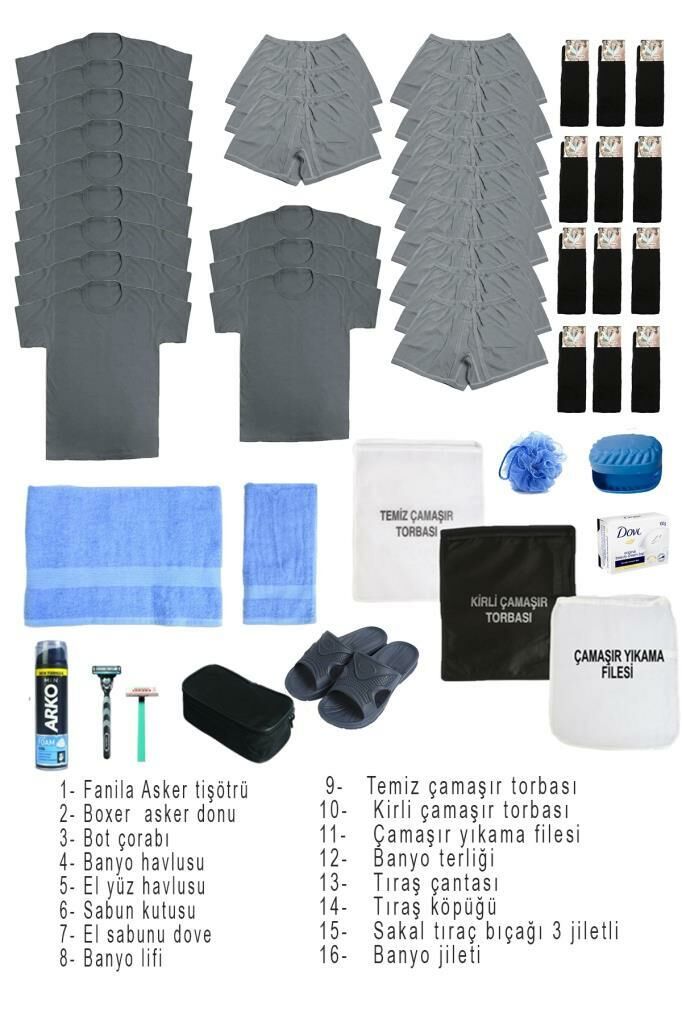 Single Sword 58 Parça Ekonomik Temel Acemi Bedelli Havacı Asker Seti 15 Li