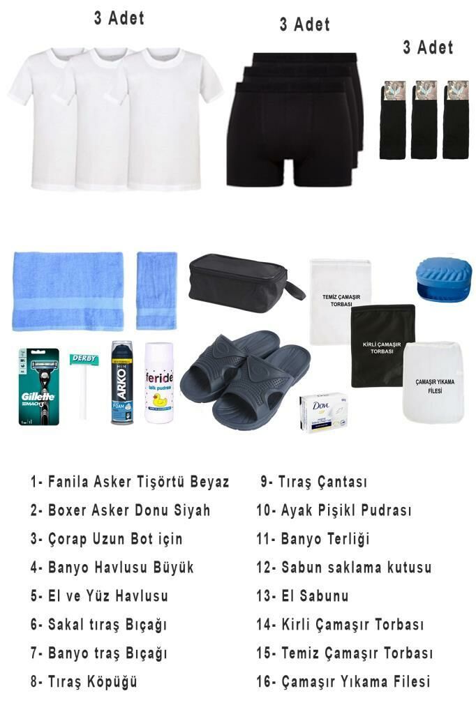 Single Sword 22 Parça Temel Acemi Bedelli Denizci Asker Seti 3 Lü iç Giyim