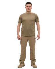 Single Sword Bisiklet Yaka Kısa Kol Taktik T-shirt BEJ - 2XL