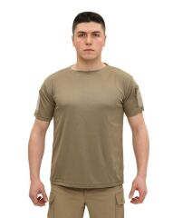 Single Sword Bisiklet Yaka Kısa Kol Taktik T-shirt BEJ - 2XL