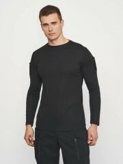 Single Sword SS Yakasıız Uzun Kol Tişört  LACOS Kumaş SİYAH - L