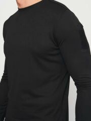 Single Sword SS Yakasıız Uzun Kol Tişört  LACOS Kumaş SİYAH - XL