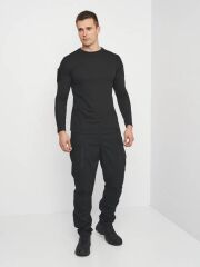 Single Sword SS Yakasıız Uzun Kol Tişört  LACOS Kumaş SİYAH - 2XL