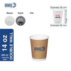 Double Kraft Bardak ( Baskılı ) CMYK - 16 oz - Siyah - 100.000 adet