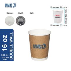 Double Kraft Bardak ( Baskılı ) CMYK - 16 oz - Siyah - 100.000 adet