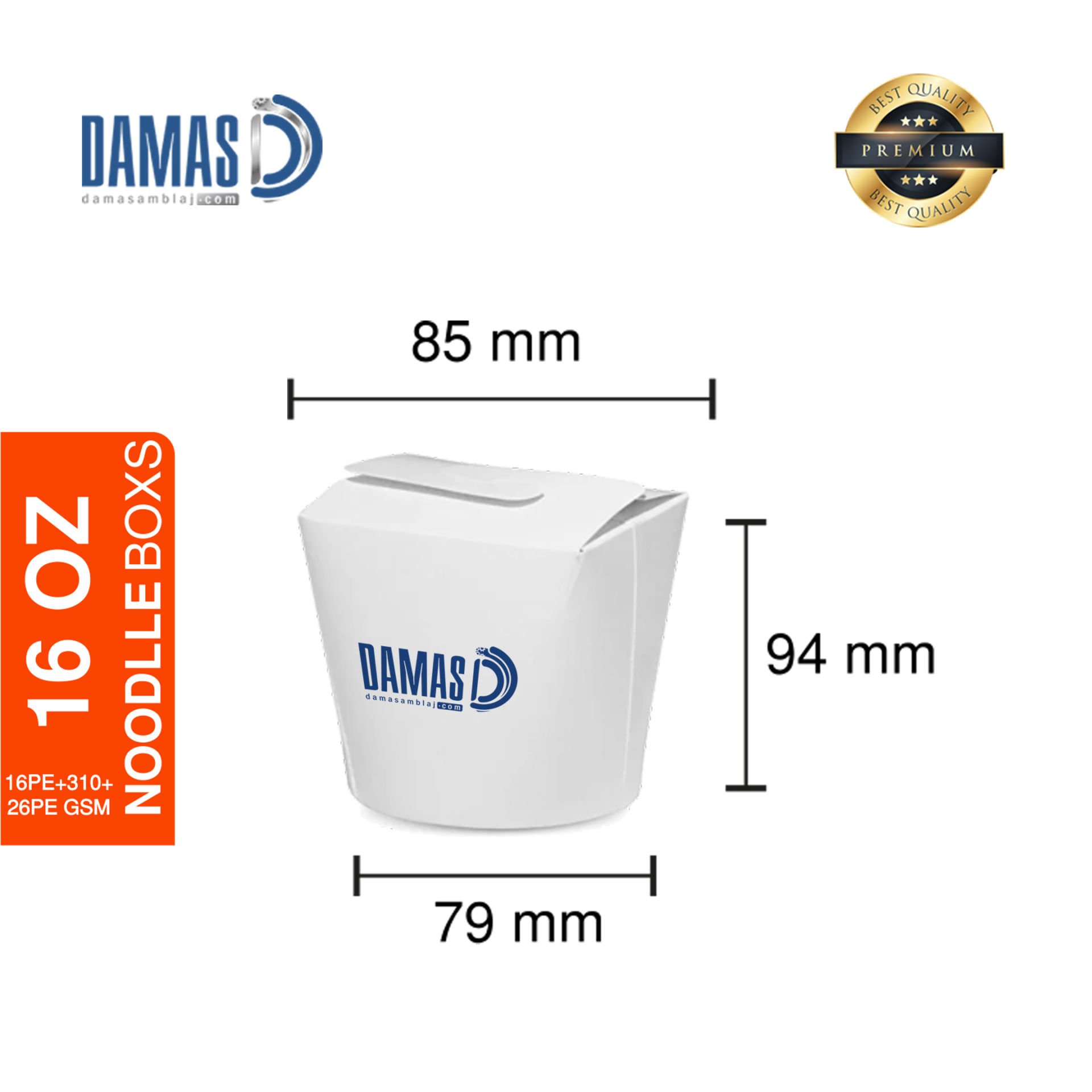 Noodle Kutusu Beyaz 16 OZ - Baskılı - 500.000 adet