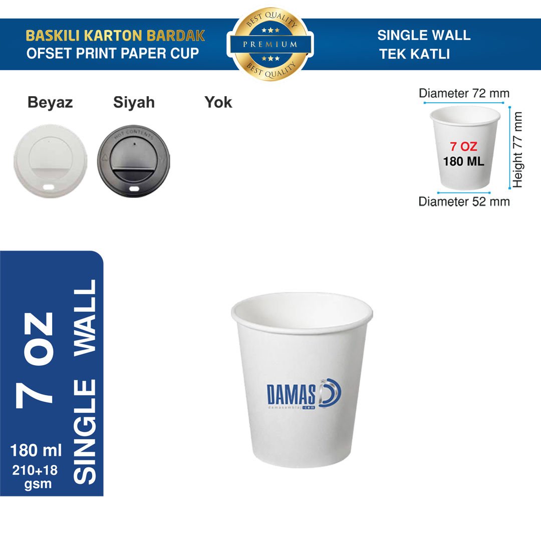 Paper Cup Offset Printing Single Layer 7 oz 24,000 pcs - None