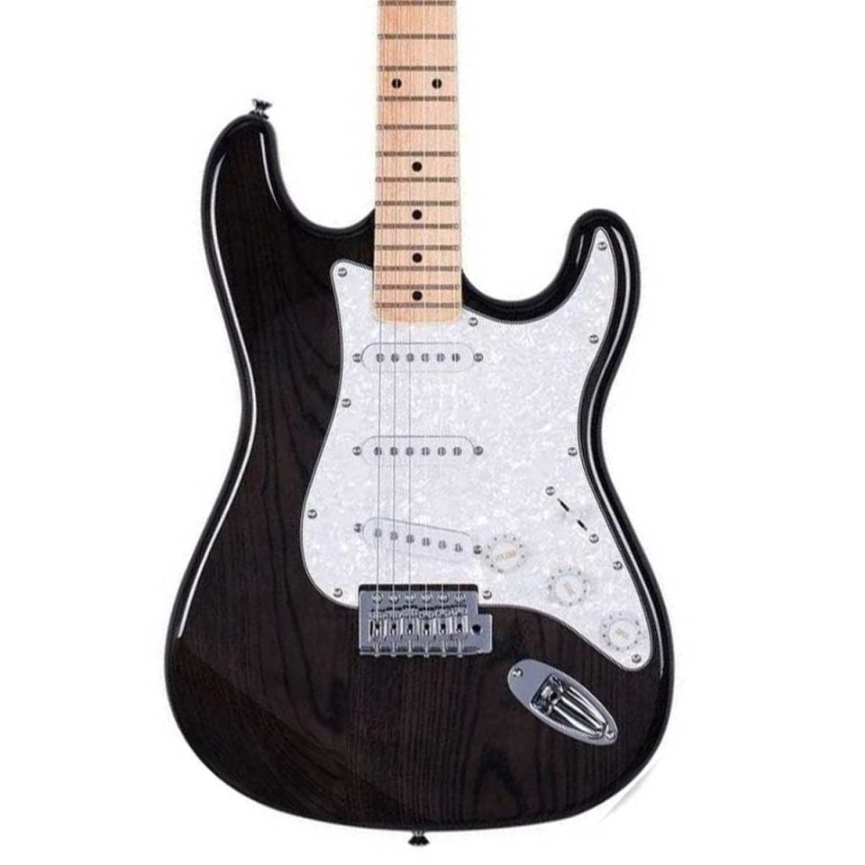 SX Stratocaster Elektro Gitar (Trans Black)