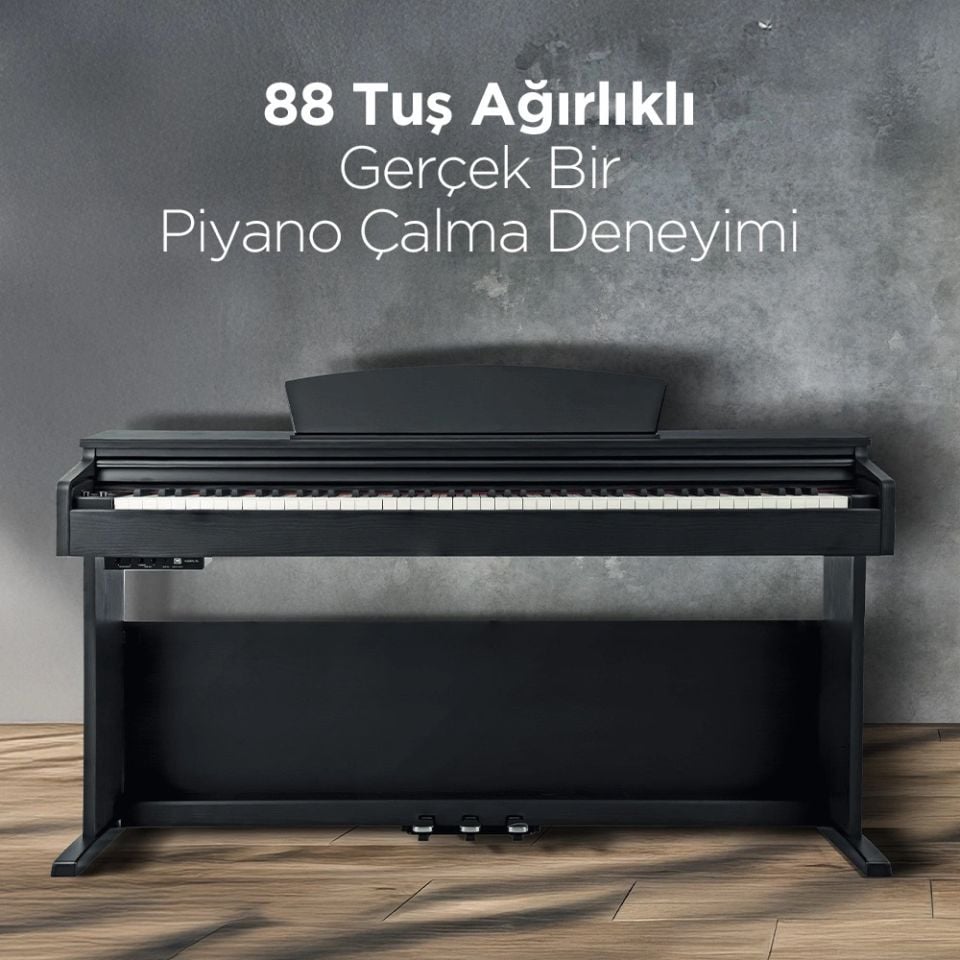 KOZMOS KHP-165BK Siyah Dijital Piyano (Tabure & Kulaklık Hediyeli)
