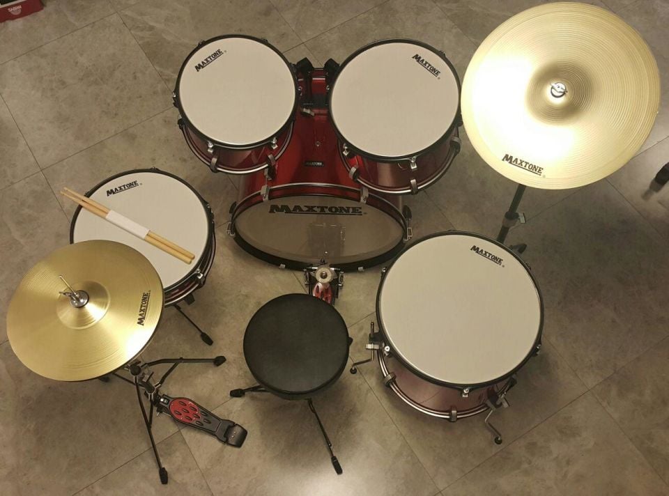 MAXTONE DAVUL SET 5 PCS SİYAH + ZİL + TABURE