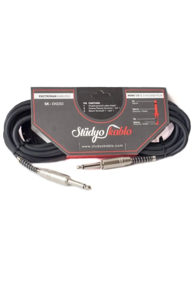 Stüdyo Kablo Profesyonel Gitar ve Enstrüman Jak Kablosu (Metre Seçenekli) 5 metre