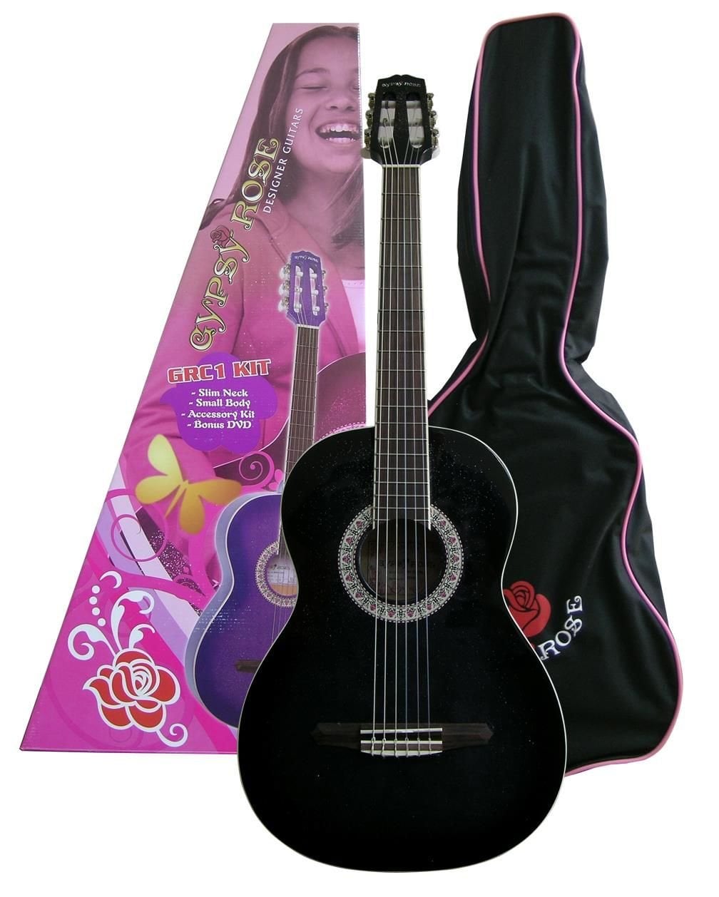 VALENCIA GRC1KCBK KLASİK GİTAR, SİYAH, GYPSY ROSE SET
