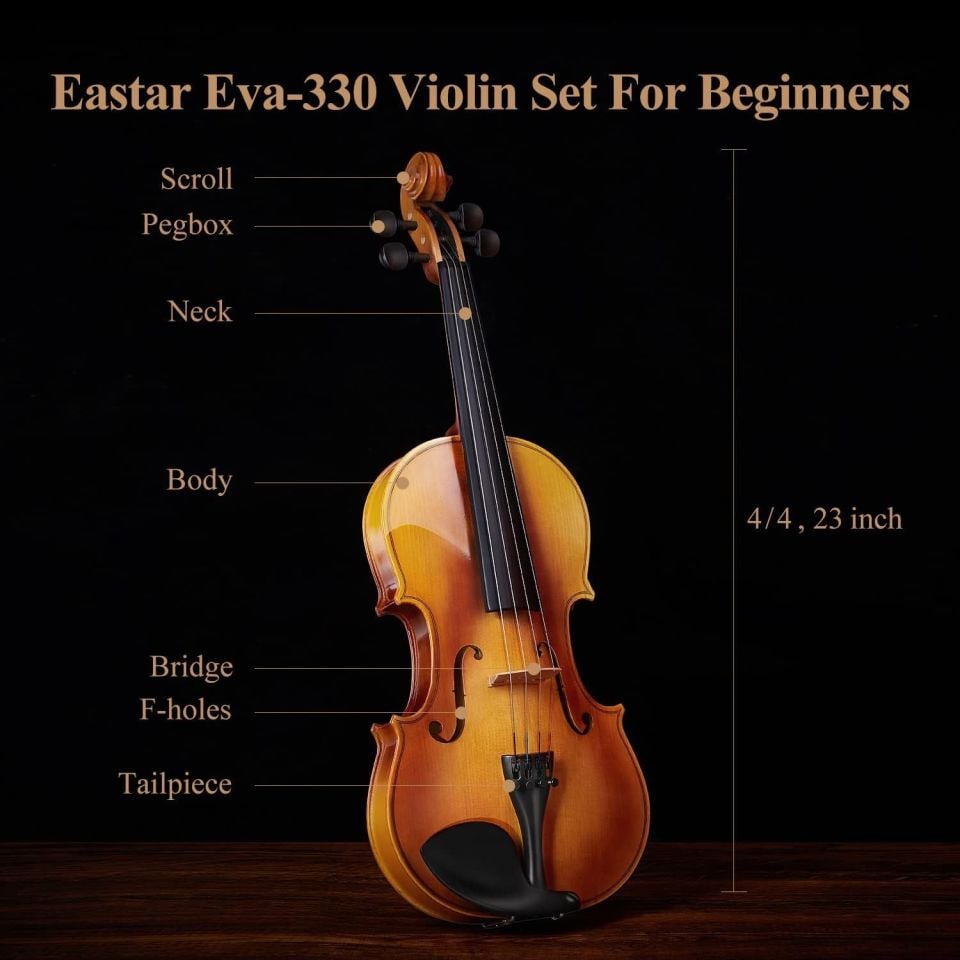 Eastar EVA-330 4/4 Solid Wood Keman Seti (2 Arşe Hediyeli)