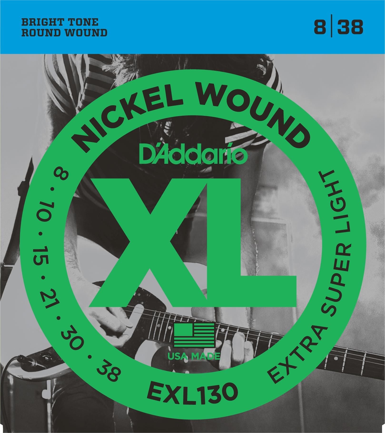 DADDARIO EXL130 ELEKTRO GİTAR TEL SETİ, XL, 8-38, EXTRA SUPER LIGHT