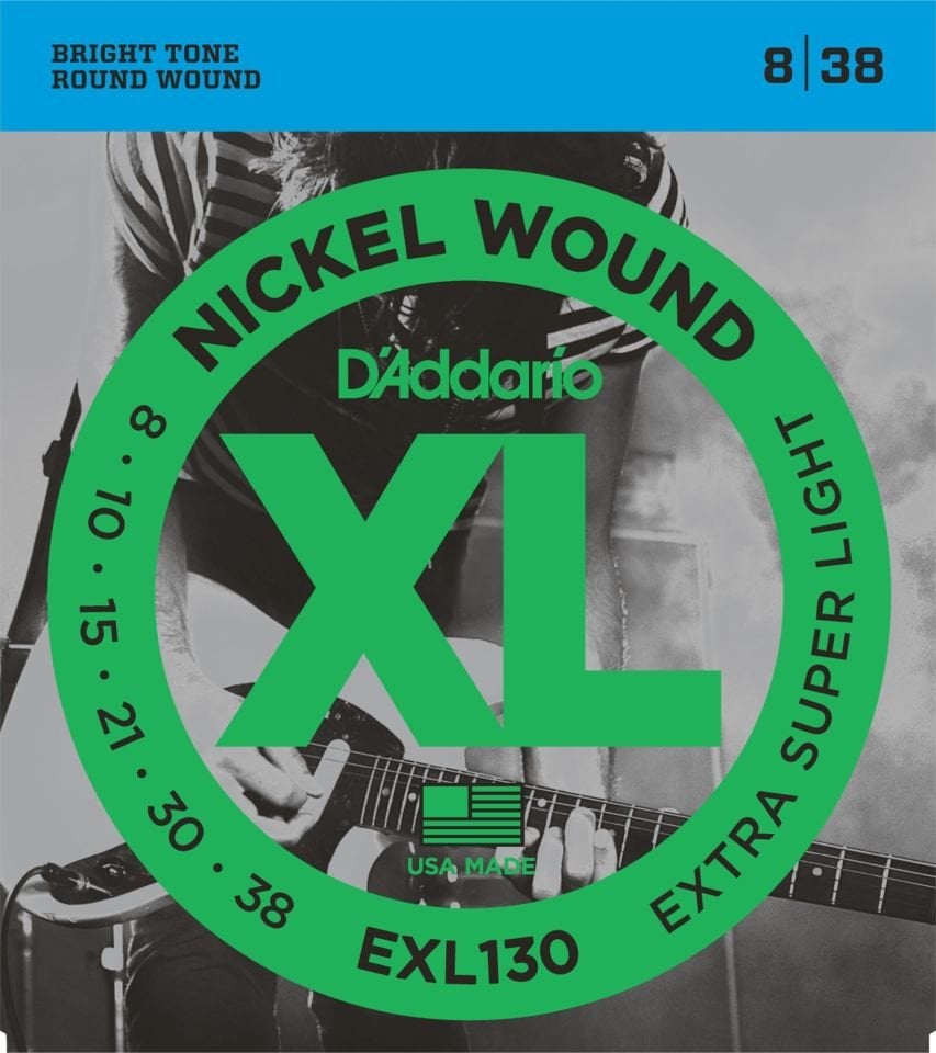 DADDARIO EXL130 ELEKTRO GİTAR TEL SETİ, XL, 8-38, EXTRA SUPER LIGHT