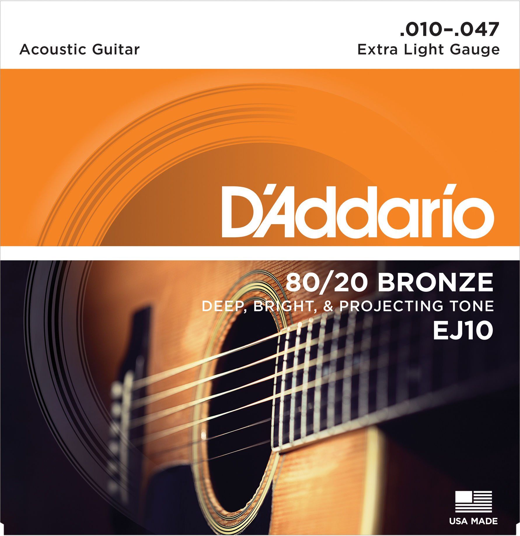 Daddario Akustik Gitar Tel Seti - EJ10 (80/20 Bronze)