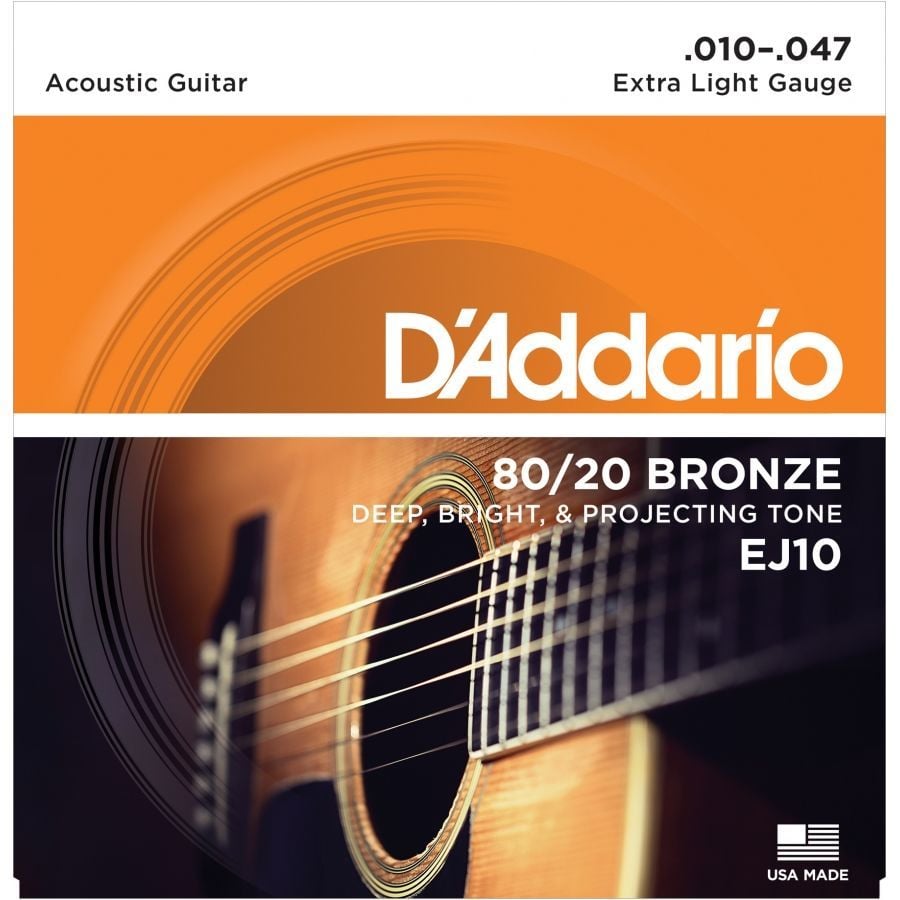 Daddario Akustik Gitar Tel Seti - EJ10 (80/20 Bronze)