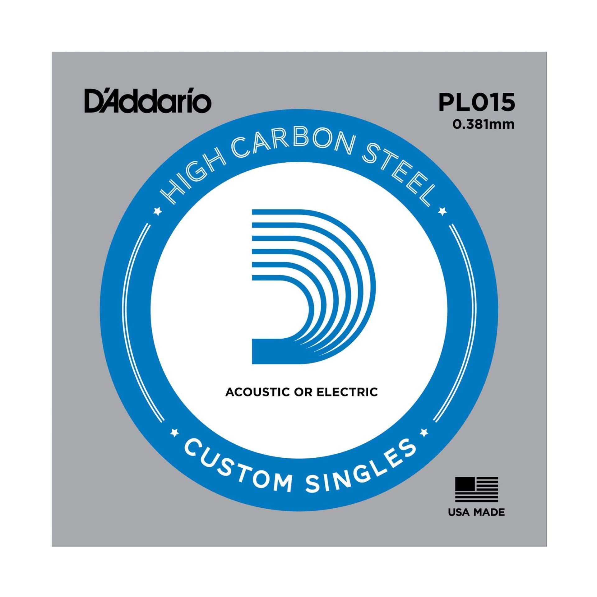 DADDARIO PL015 ELEKTRO VE AKUSTİK TEK TEL, B-(Sİ), YÜKSEK KARBONLU ÇELİK