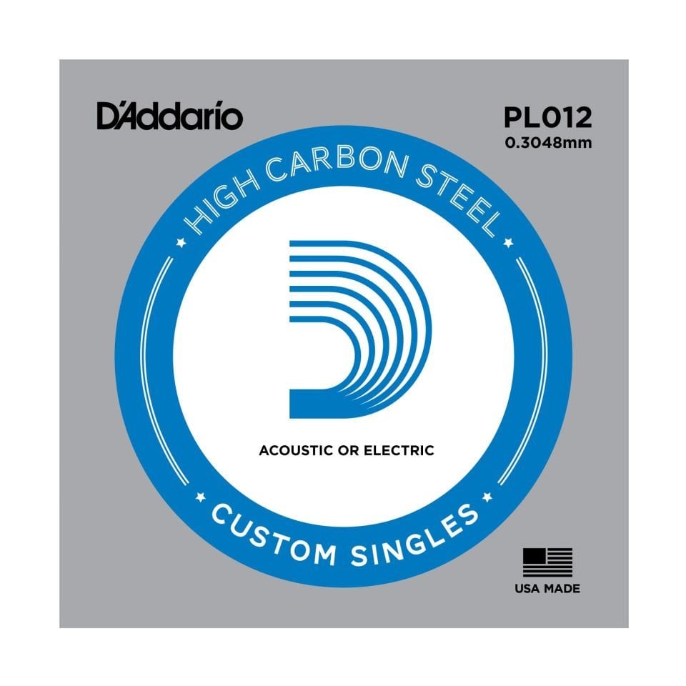 DADDARIO PL012 ELEKTRO VE AKUSTİK TEK TEL, E-(Mİ), YÜKSEK KARBONLU ÇELİK
