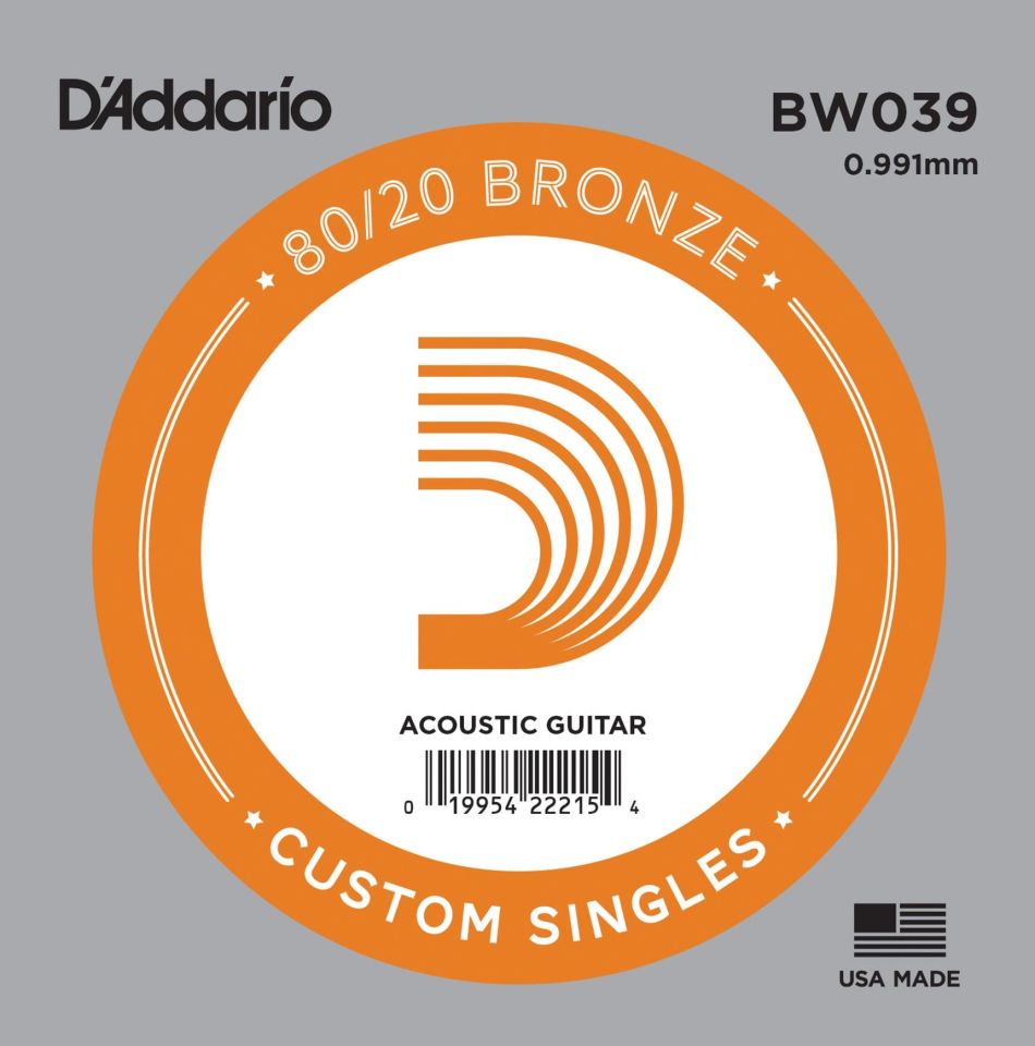 DADDARIO BW039 AKUSTİK TEK TEL, 80/20 BRONZE WOUND, 039, A-(LA)
