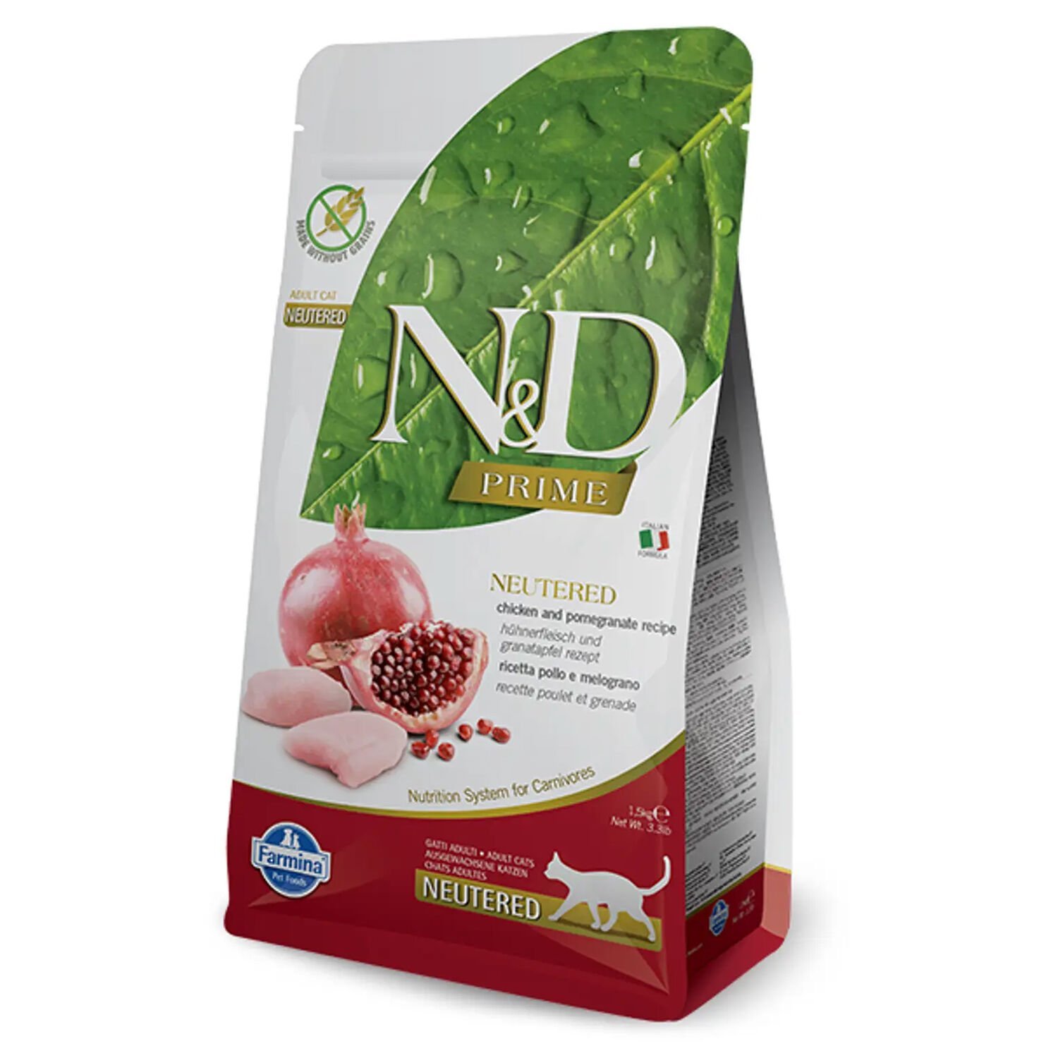 ND Prime Tahılsız Tavuk Ve Nar Kısır Kedi Maması 1,5kg Chicken Pomegranate Neutered