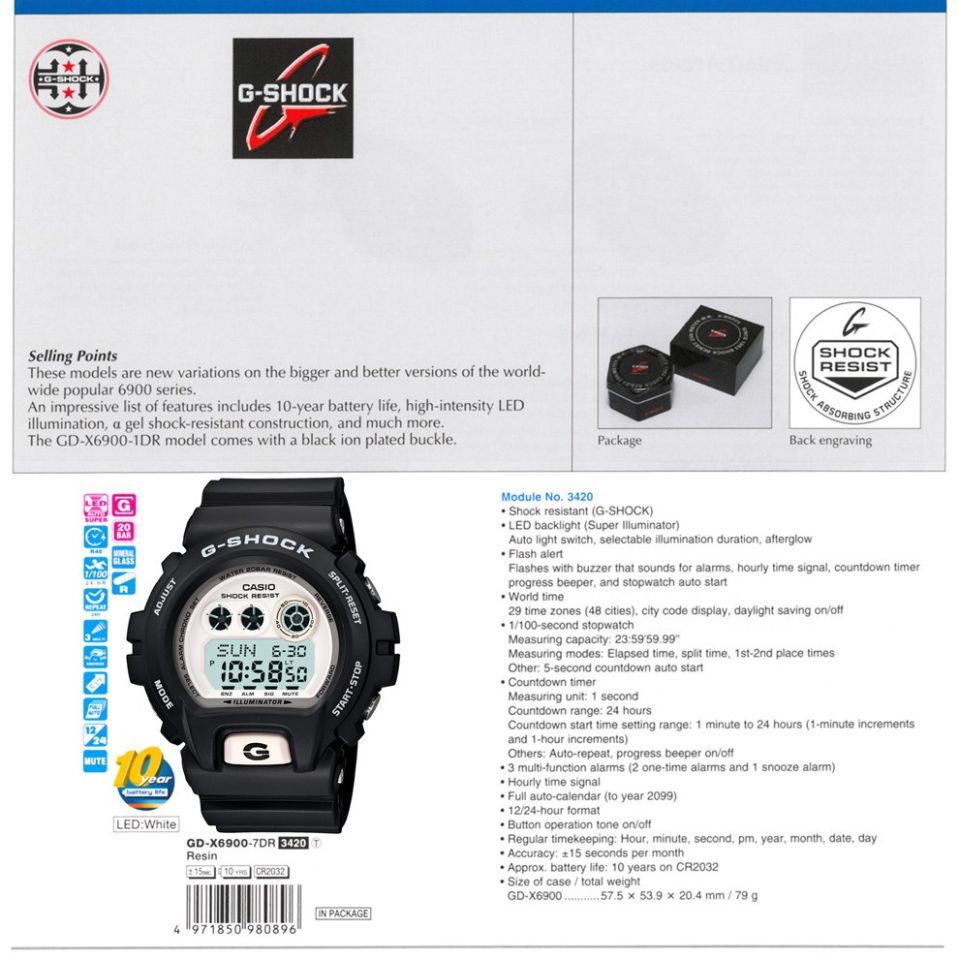 CASIO GD-X6900-7DR Dijital ERKEK KOL SAATİ