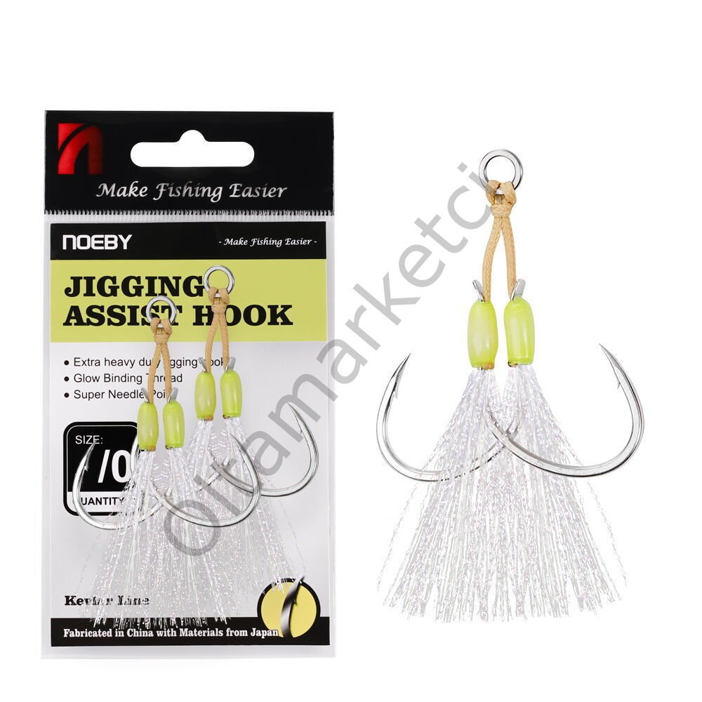 Noeby Jigging Hook-C 5/0 Assist Glow 2 Pcs