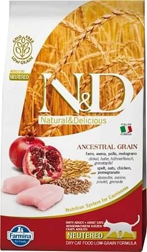 N&D 1,5kg Ancestral Grain Tavuklu ve Narlı Düşük Tahıllı Kısırlaştırılmış Kedi Maması