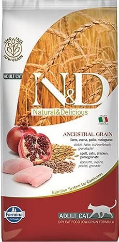 N&D Düşük Tahıllı Tavuklu ve Narlı 5 kg Kısırlaştırılmış Yetişkin Kedi Maması