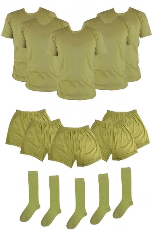 Asker 15 Parça Haki Renk 5 Fanila 5 Boxer 5 Çorap Set ASKERİ FANİLLA SET