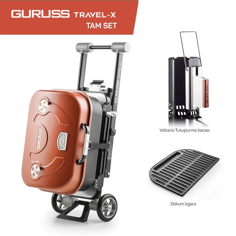 Guruss Travel-x Taşınabilir Mangal Tam Set Oksit Kırmızı