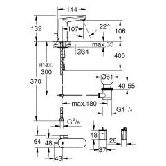 GROHE 36325001 EUROSMART COSMOPOLİTAN E Fotoselli Lavabo Bataryası, 1/2″, Çift Su Girişli Ayarlanabilir Sıcaklık Sınırlayıcısı