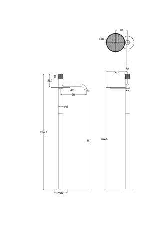 BOHEME Stick Diagonal Floorstanding Lavabo Bataryası 120-SGM-DIAG