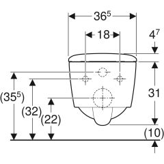 GEBERIT 501.671.00.1 iCon Square taharet fonksiyonlu alçak tip asma klozet seti, kapalı form, Rimfree, klozet kapaklı