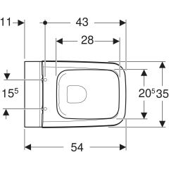 GEBERIT 501.671.00.1 iCon Square taharet fonksiyonlu alçak tip asma klozet seti, kapalı form, Rimfree, klozet kapaklı
