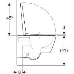 GEBERIT 501.671.00.1 iCon Square taharet fonksiyonlu alçak tip asma klozet seti, kapalı form, Rimfree, klozet kapaklı