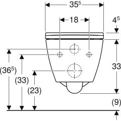 GEBERIT 501.668.00.1 Smyle Square taharet fonksiyonlu alçak tip asma klozet seti, kapalı form, Rimfree, klozet kapaklı, örtüşen kapak