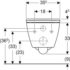 GEBERIT 501.668.00.1 Smyle Square taharet fonksiyonlu alçak tip asma klozet seti, kapalı form, Rimfree, klozet kapaklı, örtüşen kapak