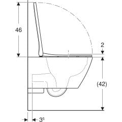 GEBERIT Smyle Square taharet fonksiyonlu alçak tip asma klozet seti, kapalı form, Rimfree, klozet kapaklı, örtüşen kapak