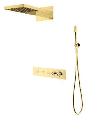 BOHEME Fusion Elegante Termostatlı Ankastre Banyo Bataryası El Duşlu ve Tepe Duşlu 131-G-EL