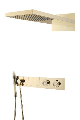 BOHEME Zodiac Elegante Termostatlı Ankastre Banyo Bataryası El Duşlu ve Tepe Duşlu 133-G-EL