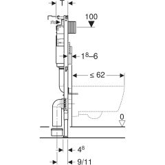 GEBERIT 458.233.00.2 Duofix Asma klozet için, 112 cm, Alpha 12 cm gömme rezervuar ile, 6/3 litre
