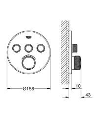 GROHE 29121000 GROHTHERM SMARTCONTROL Termostat, 3 Valfli, Ankastre Kurulum İçin