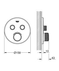 GROHE 29119000 GROHTHERM SMARTCONTROL Termostat, 2 Valfli, Ankastre Kurulum İçin