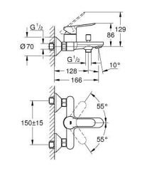 GROHE 23605000 BAUEDGE Tek Kumandalı Banyo Bataryası