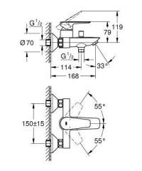 GROHE 23605001 BAUEDGE 2020 Tek Kumandalı Banyo Bataryası