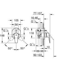 GROHE 29039001 BAUEDGE 2020 Tek Kumandalı Banyo Bataryası